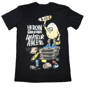 Amateur Athlete x Heroin Skate Day black t-shirt back graphic