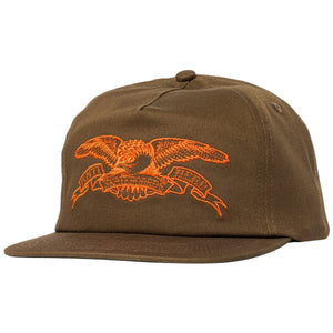brown snap back hat anti hero skateboards basic eagle front image