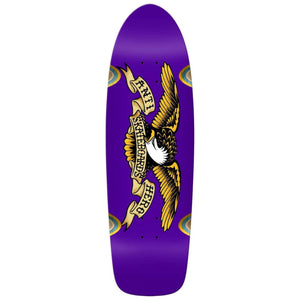 a purple shaped anti hero deck called the caster shape
