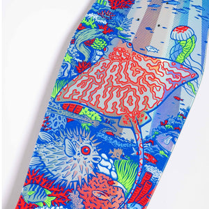 close up of Santa Cruz aquatic foil shaped deck