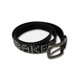 Loosey x Baker Black Belt with silver studs on pure white background