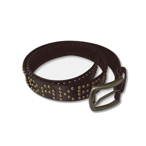 Loosey x Baker Brown Belt with gold-tone studs on pure white background