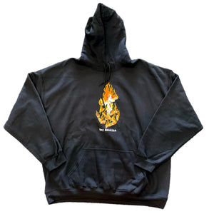 black hooded sweatshirt toy machine charred cross