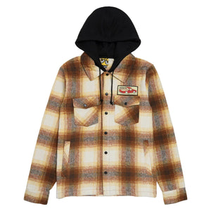 Hooded Flannel Shirt front view with button closure and dual pockets