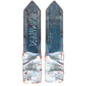 skateboard deck from deathwish shank knife shaped top and bottom image 