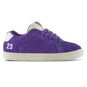 Etnies Sal 23 skate shoe in purple with hairy suede upper and OG heritage design side image
