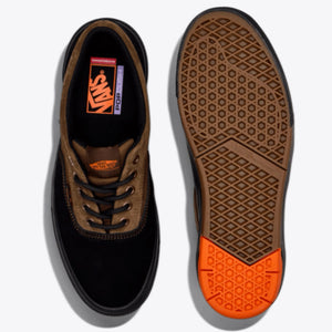 black and brown Vans era skate waffle cup top and bottom image 