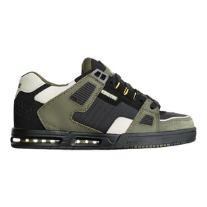 Globe Sabre Black Army skate shoe side view with Nitrocel airbag sole