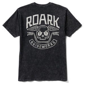 Front view of Roark Guideworks Premium Tee in stonewashed black