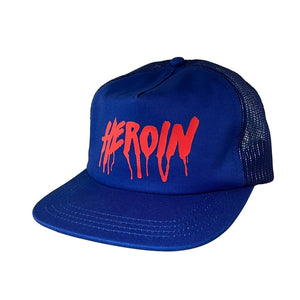 blue trucker hat heroin skateboards drip script