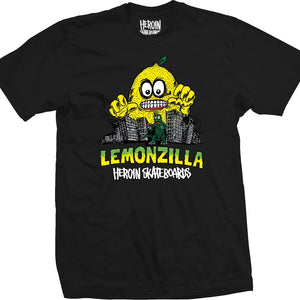 back graphic of black heroin lemonzilla tee 
