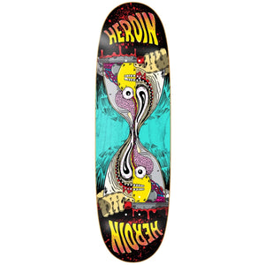 skateboard with heroin merged razoreeg graphic deck