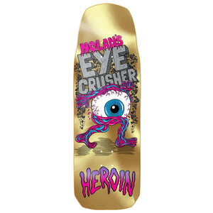 heroin skateboard shaped Nolan pro model on shared gold foil deck