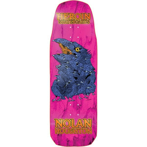 Heroin Nolan Houghton Crow 10-inch skateboard deck with pink stained veneer