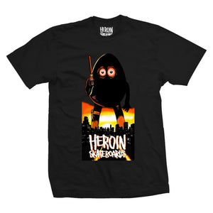 black heroin skateboards Apocalypse egg character tee