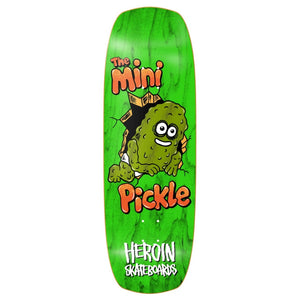 green skateboard from heroin the mini pickle shaped deck 