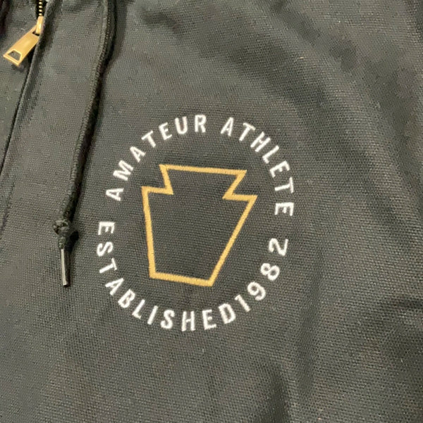 Amateur Athlete black keystone jacket logo