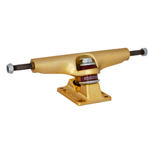 Independent Stage 4 Gold skateboard trucks with red 90a cushions inside image
