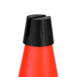 Close-up of the independent phone traffic cone with a black plastic phone holder tip