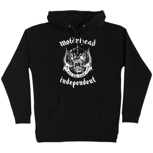 Black hoodie with 'Motorhead' logo on front image logo.