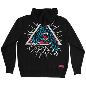 Santa Cruz Natas Panther Knit Hooded Sweater with Full Zip and Custom Woven Design
 back image