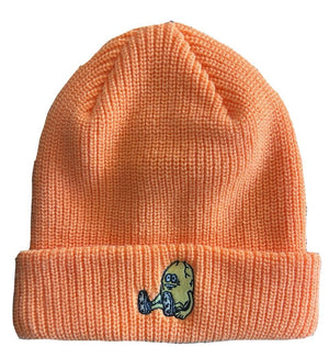 orange knit cut heroin skateboards egg beanie