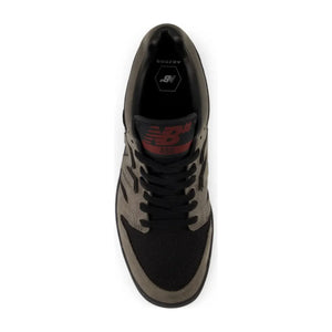 Top view of New Balance Numeric 480 x Gore-Tex black grey skate shoe showing laces, padded tongue and Numeric insole