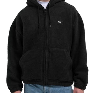 Black hoodie with 'OBEY' logo on a white background