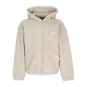obey gaze II white fleece zip up hooded sweatshirt