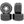 a set of Oj Vandals 70mm all terrain skateboard wheels treaded 