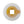 A single skateboard wheel shown from a top-down view on a plain white background. The wheel has a translucent white outer barrel, a yellow-orange inner core, and a small red and yellow logo sticker on the right side.