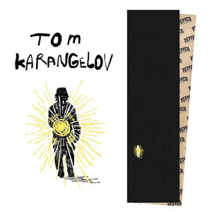 top image of black pepper grip tape with Tom k Portal graphic close up