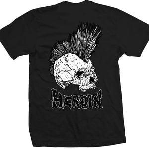 black pubk skull tee by heroin skateboards back graphic 