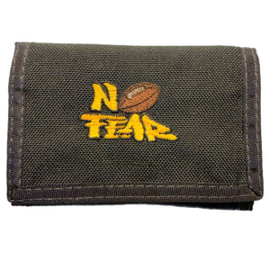 no fear velcro try-fold use made rare wallet with a football on it.