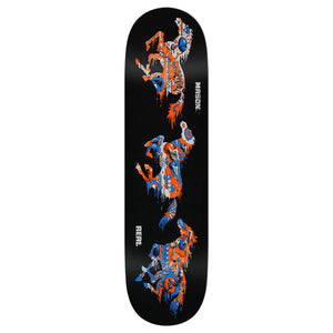 Real Mason Silva Horsepower 8.12 skateboard deck with black, orange and blue graphic