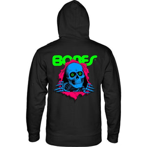 Powell Peralta Ripper Hoodie back view plain Black Light color