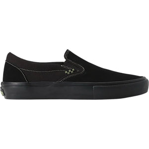 black vans skate slip on shoes black olive side image 