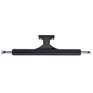 front image of slappy 13 inch matte black skateboard trucks