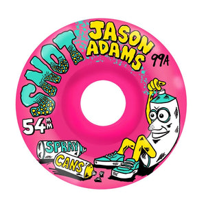 Snot Wheel Co. Jason Adams Spray Cans 54mm 99A Pink skateboard wheels front view