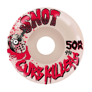 Snot Wheels Co. Curb Killers 50mm 99A White Conical skateboard wheels front view