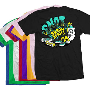 multi color Snot Wheel Co. Jason Adams Spray Can Tee assorted colors front graphic view