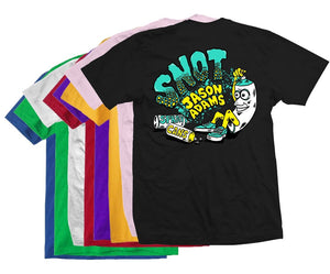 multi color Snot Wheel Co. Jason Adams Spray Can Tee assorted colors front graphic view