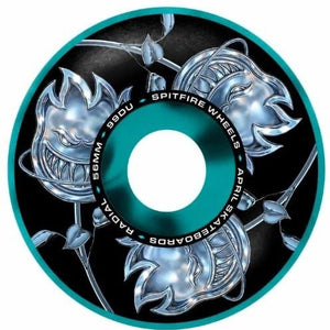 spitfire x April black and teal rose head swirl 56mm 99a skateboard wheels 