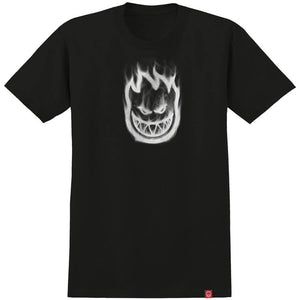 Black t-shirt with a white spitfire smoke head  graphic design on a white background