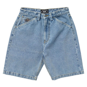 front image light blue real skateboard street cleaner shorts 