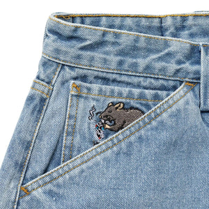 close up on real street clean short embroidered rat pocket 