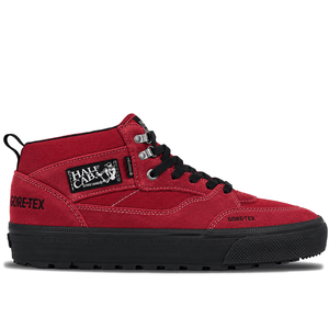 Vans Half Cab GORE-TEX Insulated MTE Bordeaux/Black facing right, showing the Half Cab patch, suede upper and black outsole