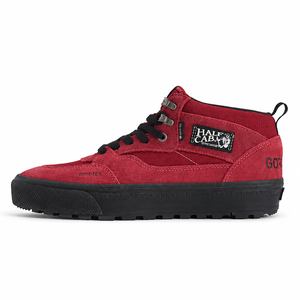 Vans Half Cab GORE-TEX Insulated MTE Bordeaux/Black, side view showing black laces, suede panels and GORE-TEX branding