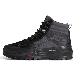 Vans Sk8-Hi GORE-TEX Insulated MTE Black/Black facing left, showing the high collar, Sidestripe and lugged outsole