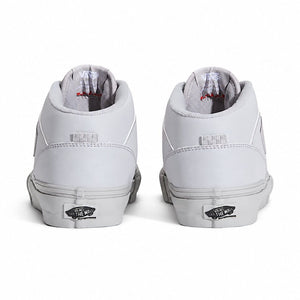 Rear view of Vans Skate Half Cab Atiba Light Gray showing padded collars and Vans Off The Wall heel logos
